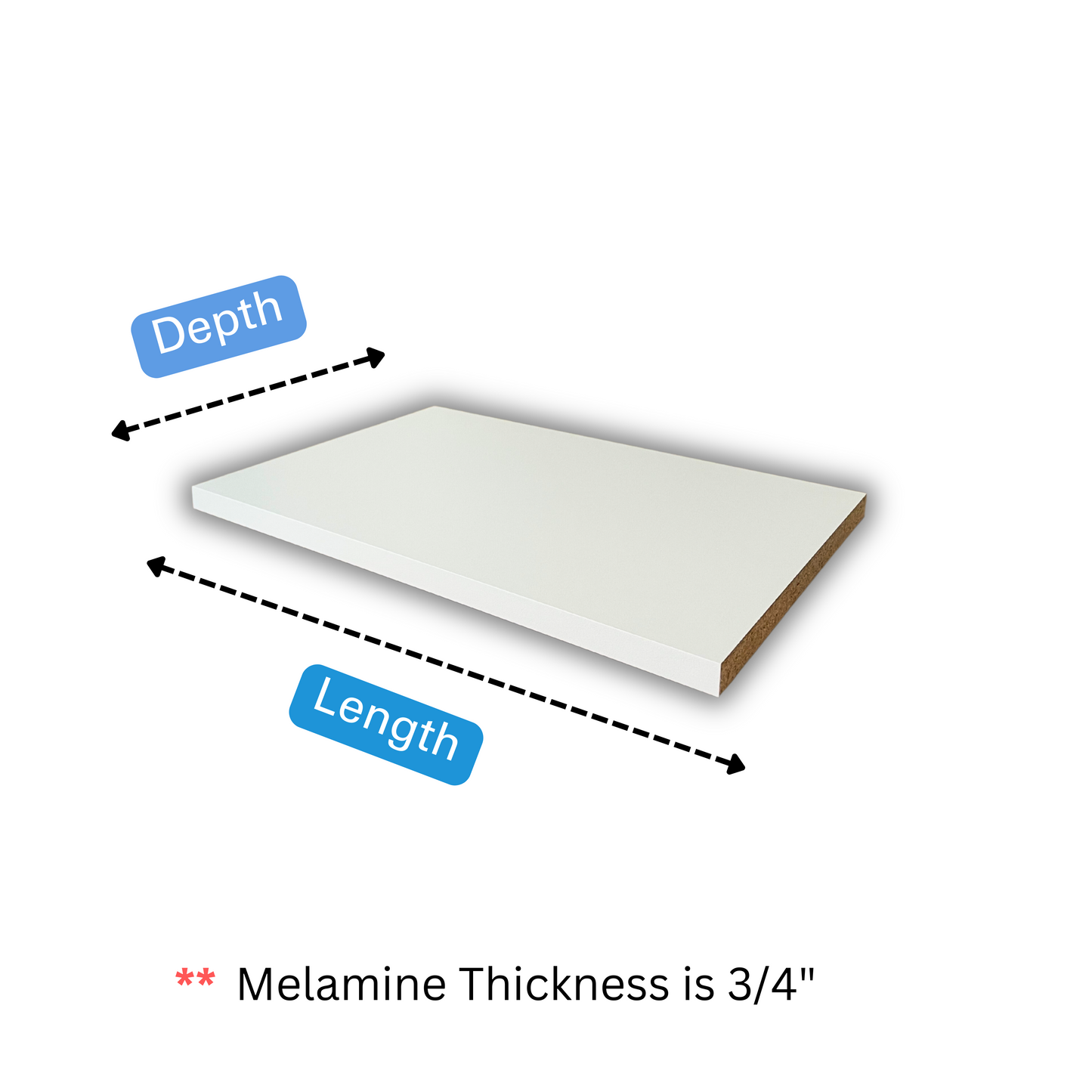 Cut to Size Melamine Shelf 3/4" WHITE color