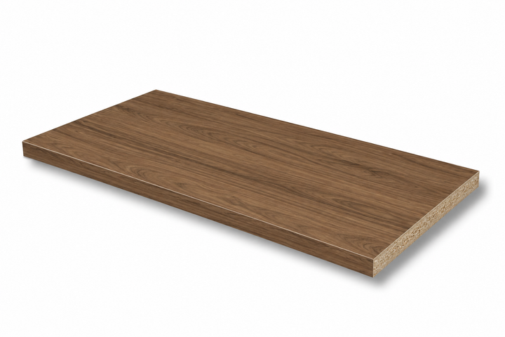 Custom Walnut Melamine Shelves Cut to Size – 3/4" Cabinet & Closet Replacement Shelf